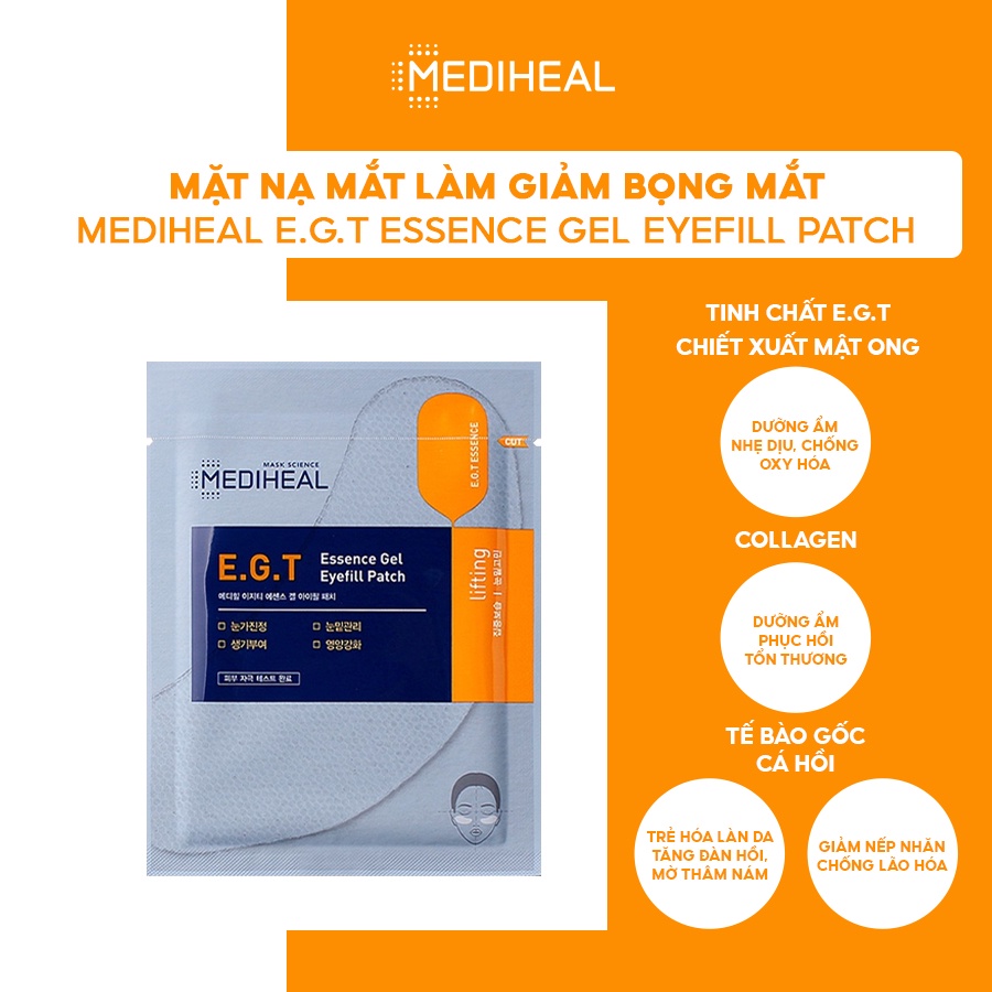 Mặt Nạ Làm Giảm Bọng Mắt Mặt Nạ Cải Thiện Nếp Nhăn Và Quầng Thâm Mắt Mediheal E.G.T Essence Gel Eyefill Patch 2.7g [K33]