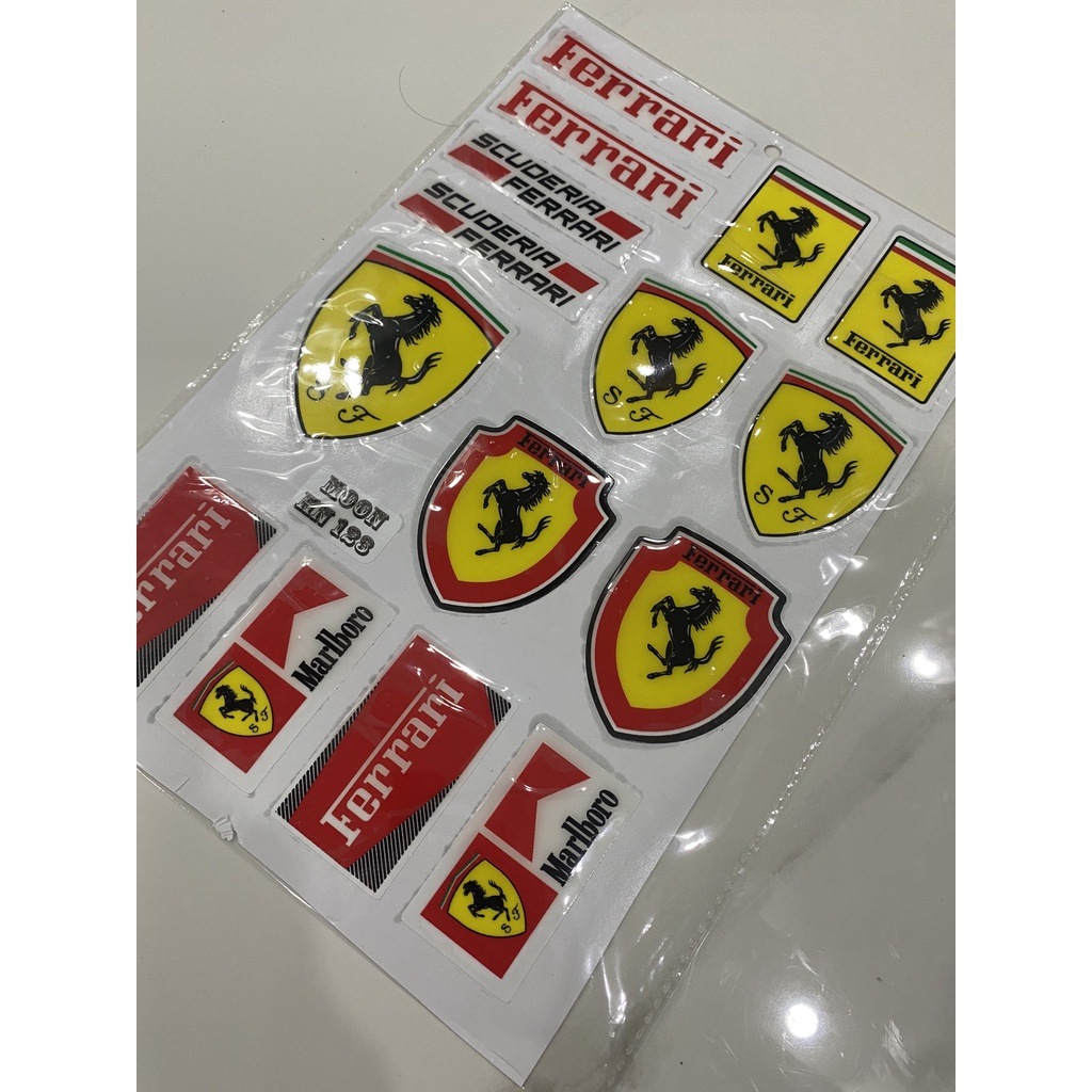 Nguyên tấm tem nổi gồm nhiều logo ferrari mẫu 2 ... sắc nét