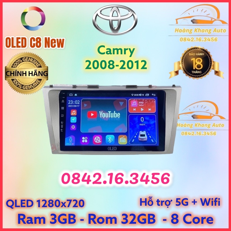 Màn hình android OLED C8 New theo xe Camry 2008 - 2012 kèm dưỡng và jack nguồn zin theo xe