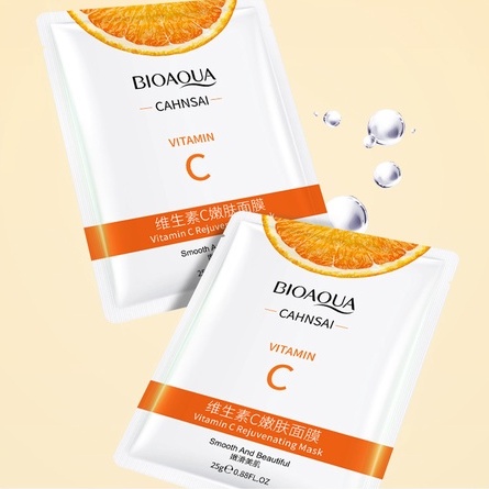 Mặt nạ trắng da Bioaqua Mặt nạ dưỡng ẩm Vitamin C chiết xuất cam vàng Surica MNB05 (25ml)