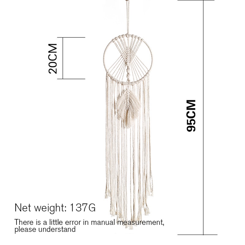 Vòng Bắt Giấc Mơ Dây Thừng Cotton Bện Thủ Công Treo Tường Trang Trí Thời Trang Cho Phòng Ngủ Nữ