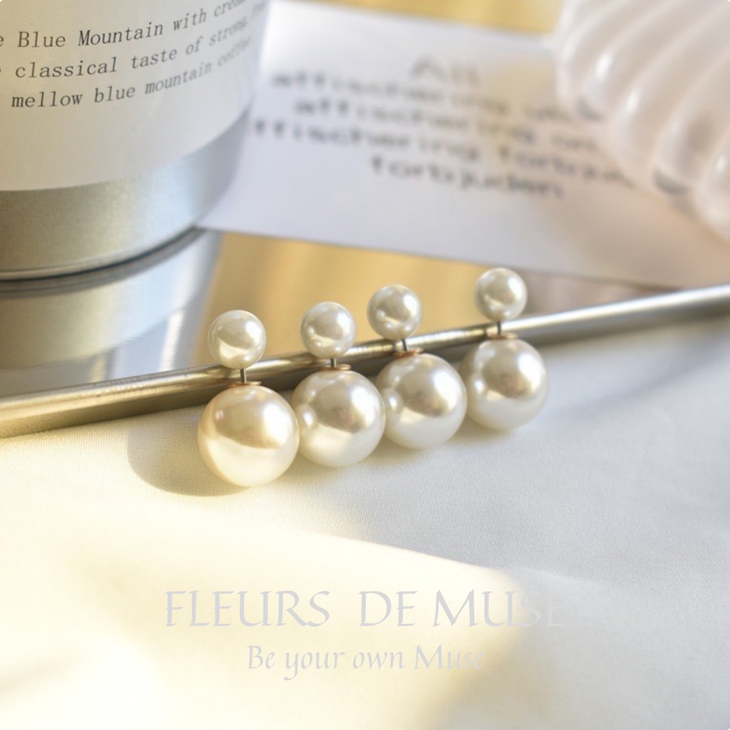 Khuyên tai hạt trai trắng thanh lịch dễ phối đồ Fleurs de Muse