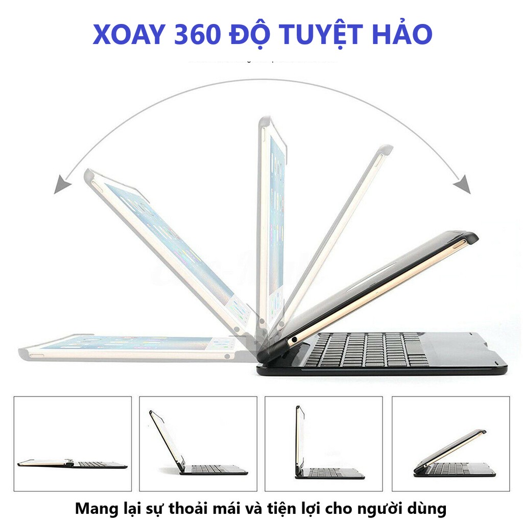 Bàn phím F360 dành cho Ipad Pro 10.5 inch - Có đèn led 7 màu -  Có chuột - Danavietnam