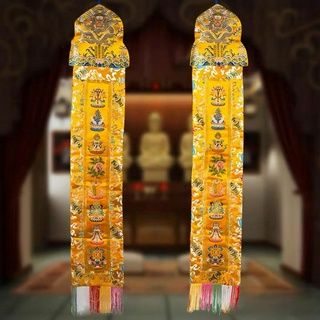 Phướn đầu rồng vải gấm vàng Nepal 1.5mx30cm-ảnh thật