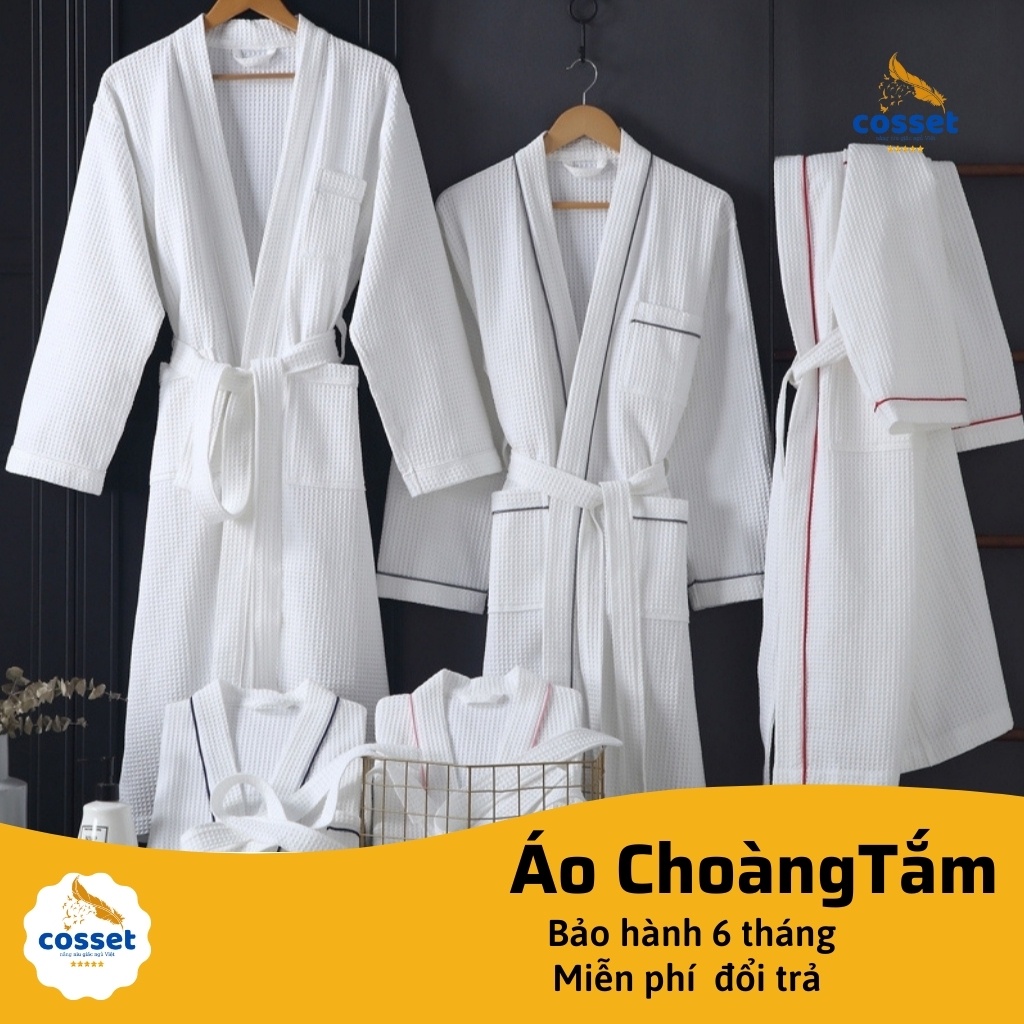 [Cao Cấp] Áo Choàng Tắm Khách Sạn, Áo Choàng Tắm Vải Tổ Ong Chất Liệu 100% Cotton