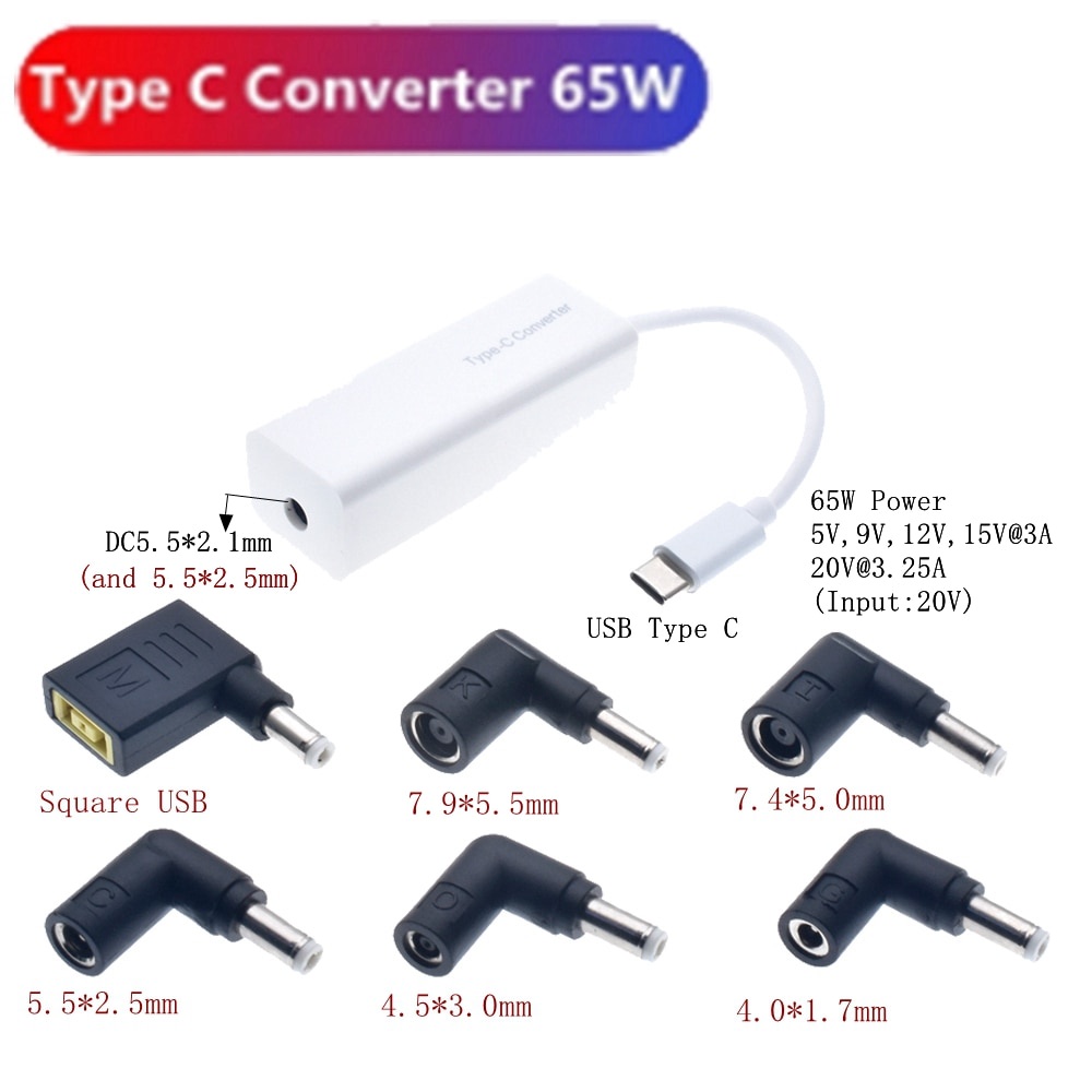 Đầu chuyển đổi DC 7.4*5.0 7.9*5.5 4.5*3.0 cổng cắm sang đầu cắm USB type C thích hợp cho laptop Lenovo Hp Asus