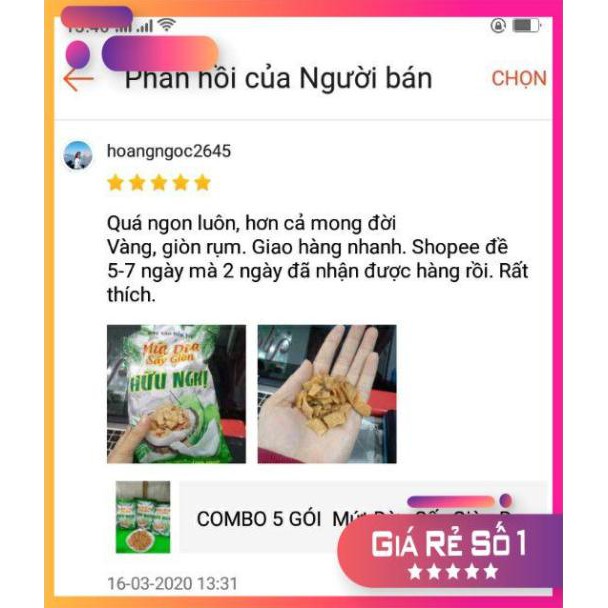 Ăn Vặt Cực Ngon [ 1 gói]MỨT DỪA SẤY GIÒN HỮU NGHỊ