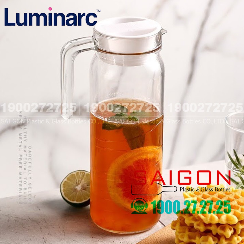 Bình Nước Thủy Tinh Luminarc Dona Embossment 1000ml | Tùy Chọn Hoa Văn Trên Bình