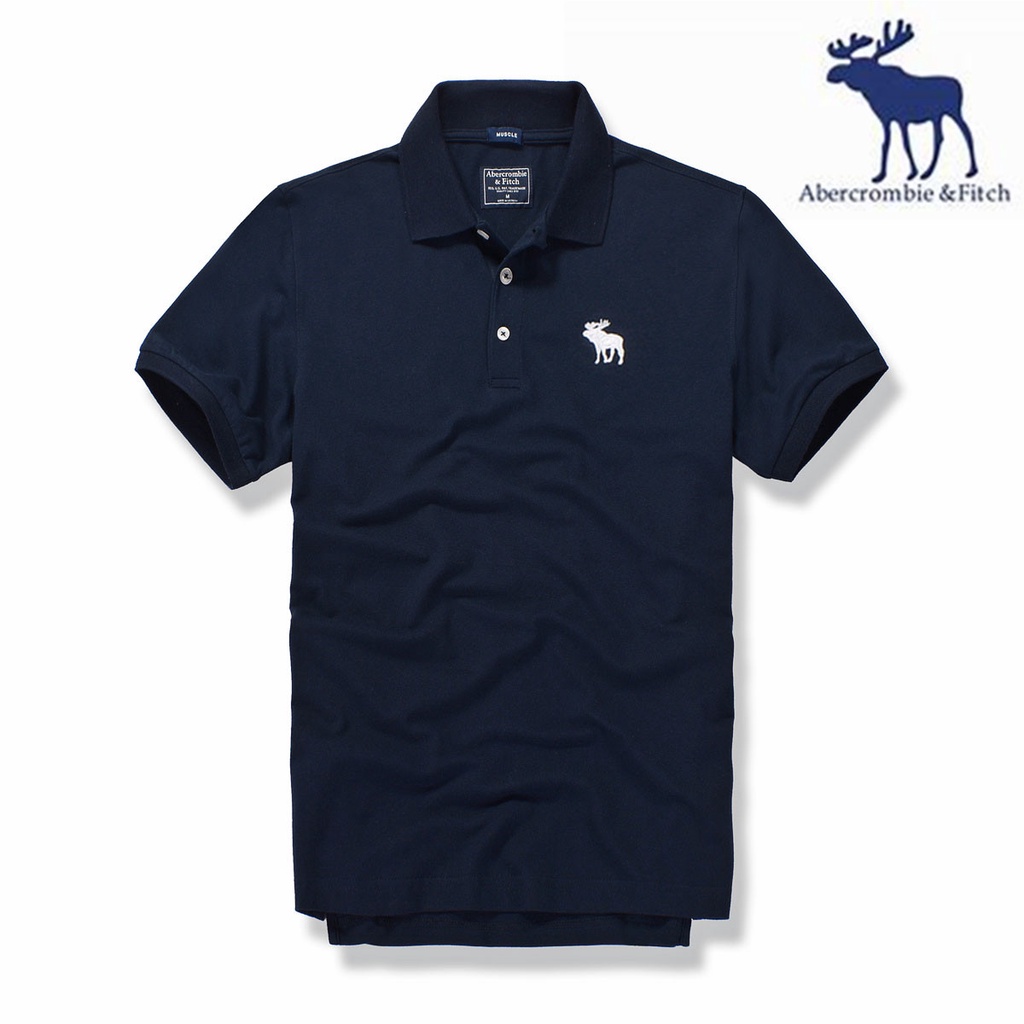 Áo polo tay ngắn 100% cotton màu trơn thêu logo Abercrombie & Fitch nhiều màu sắc dành cho nam