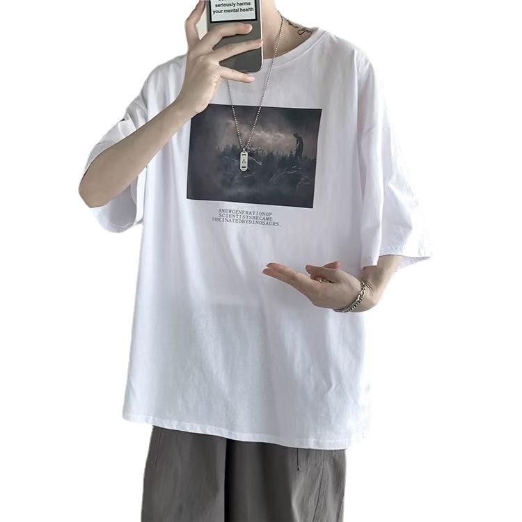 Áo Thun Tay Ngắn Dáng Rộng In Chữ Thời Trang Mùa Hè Phong Cách Hàn Quốc Cho Nam Và Nữ Size M-8XL