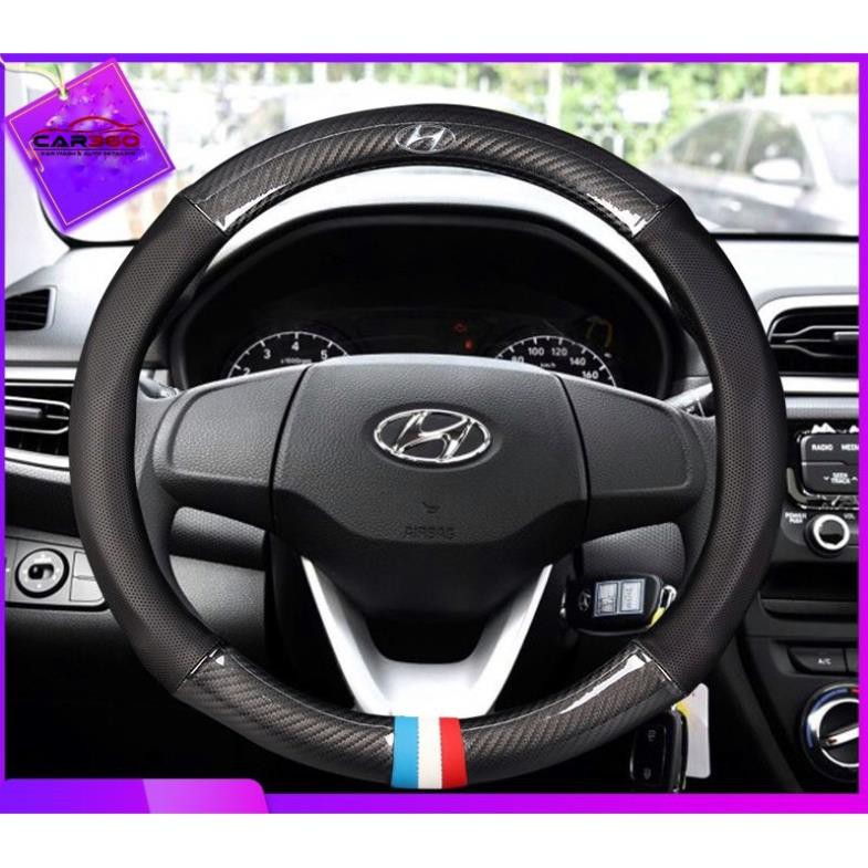 ⚡️FREESHIP TOÀN QUỐC⚡️ Bọc Vô Lăng Cacbon Cao Cấp Kèm Logo HYUNDAI