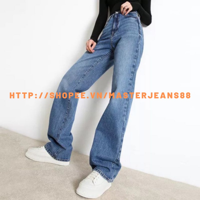 HOT [Size 30~35] Quần Suông Dài Bigsize Nữ - Đen, Xám, Xanh đậm, Xanh Đá - Lưng Siêu Cao / Quần Jean