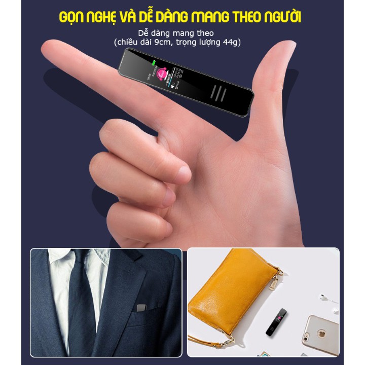 MÁY GHI ÂM MẶT KÍNH CẢM ỨNG SANG TRỌNG 299IPS BỘ NHỚ TRONG 8GB GHI ÂM NGAY CẢ KHI SẠC