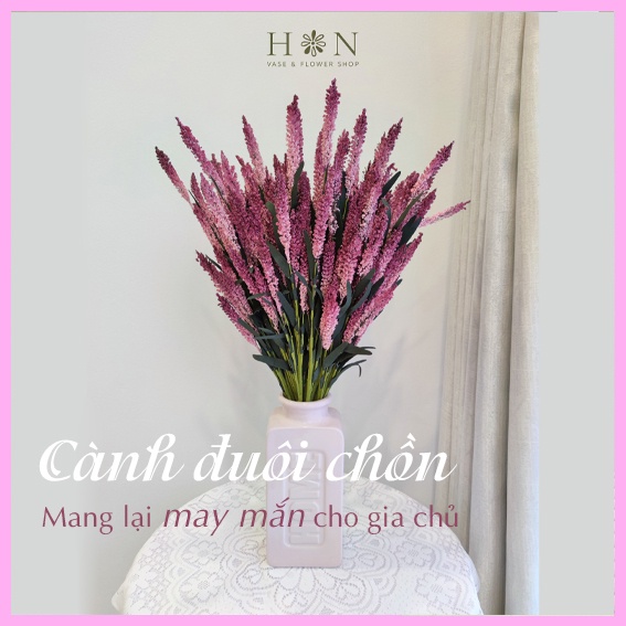Hoa giả, hoa lụa - Cành đuôi chồn Han dài 60cm nhiều nhánh trang trí nhà cửa hoặc phụ kiện chụp ảnh siêu đẹp