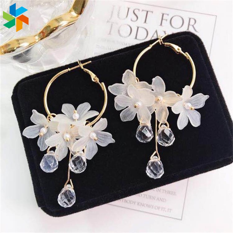 Bông tai mặt hình hoa chất liệu acrylic JP6