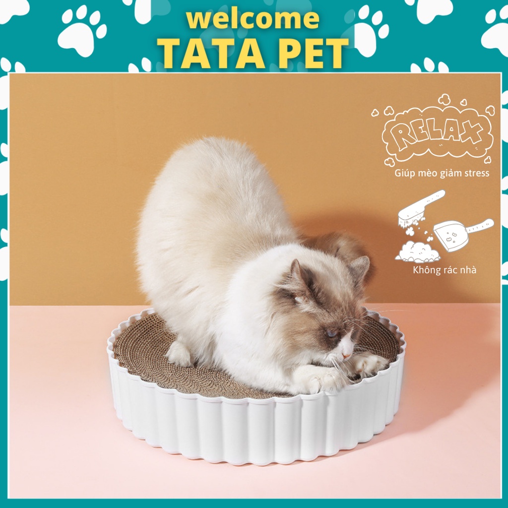 Bàn cào móng hình tròn bàn cào móng cattree- Ổ nằm cho mèo + catnip(CM1) TATA PET