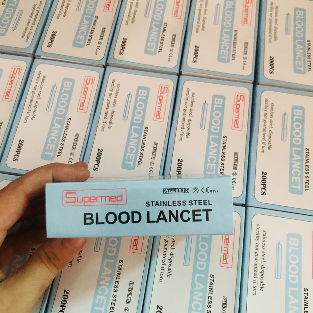 Kim nặn mụn chích máu Blood Lancets hộp 200 Kim - Kim lễ mụn dùng 1 lần