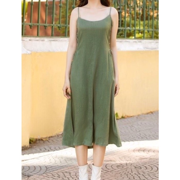 Áo khoác lửng vẽ oliu - Đầm dây thắt eo