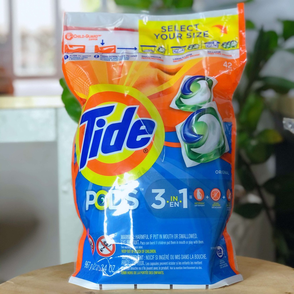 VIÊN GIẶT TIDE PODS 3IN1 CỦA MỸ BỊCH 42 VIÊN 967GR