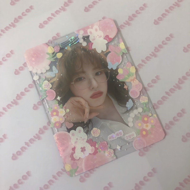 Toploader decor sticker hồng đáng yêu, đựng card idol Kpop, anime