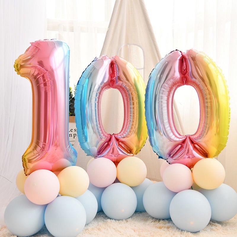 [Size 70cm] Bóng số tuổi màu cầu vồng trang trí sinh nhật, party, kỷ yếu