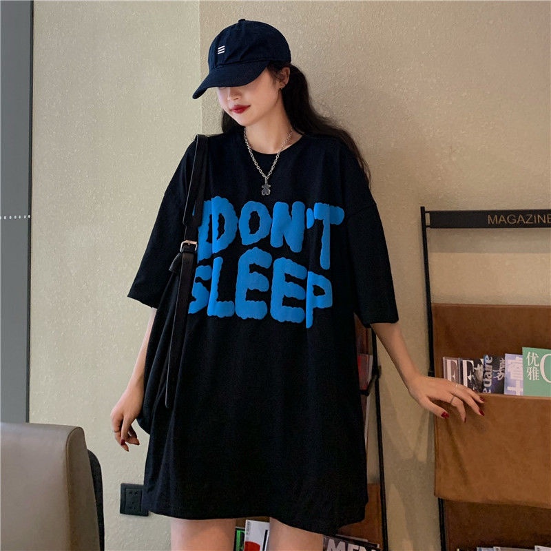 Áo Thun Plus Size Form Rộng In Chữ Phong Cách Hàn Quốc Cho Nữ