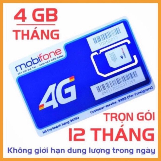 SIM 4G MOBIFONE MIỄN PHÍ 12 THÁNG KHÔNG NẠP TIỀN MDT250A