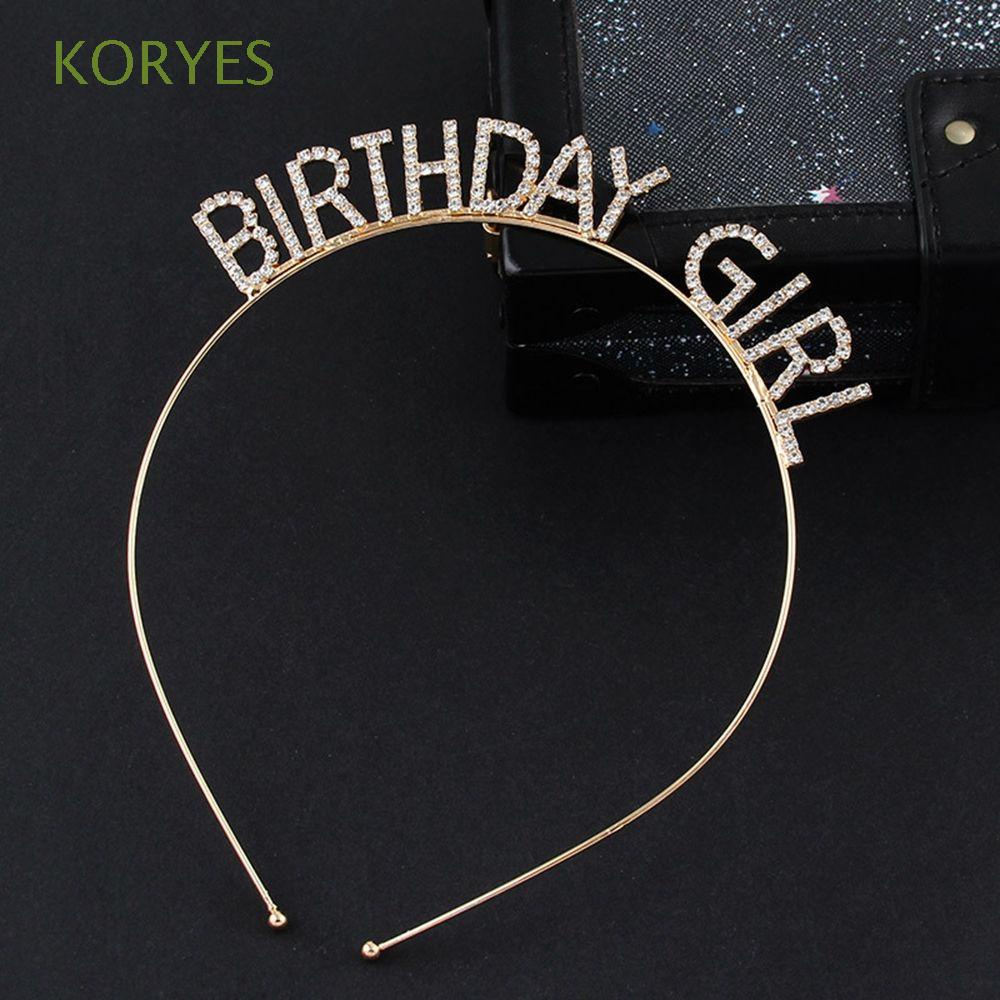 Băng đô cài tóc hình nón in chữ Happy Birthday bằng hợp kim nhiều màu sắc phong cách Hàn Quốc sang trọng cho nữ
