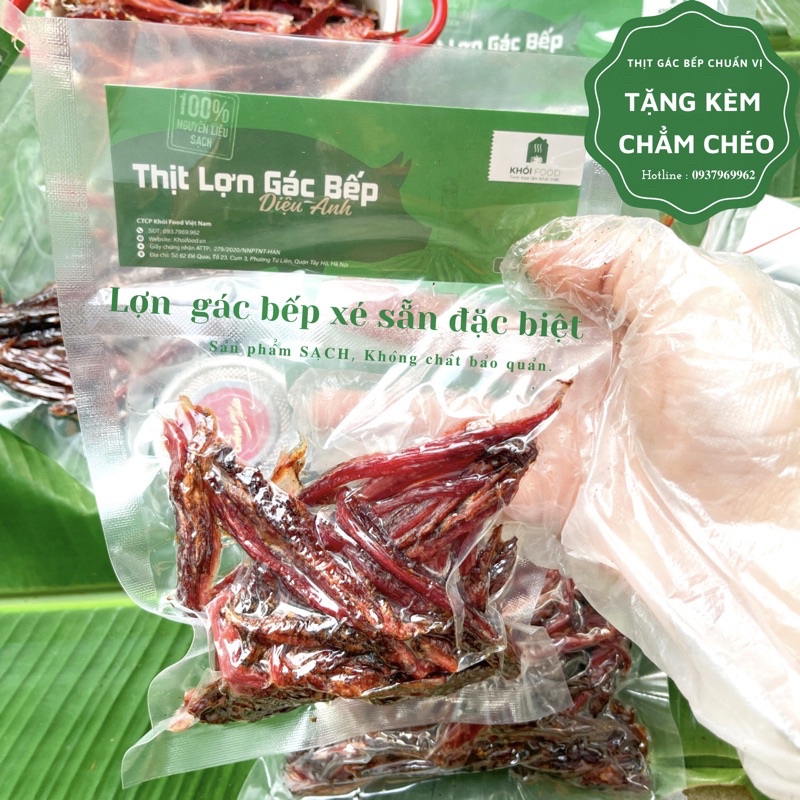 Thịt lợn gác bếp Khói food vùi tro bếp, xé sẵn đặc biệt [Kèm chẳm chéo]