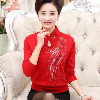 ÁO LEN CỔ TÀU TRUNG NIÊN (SẴN ĐỎ xl)