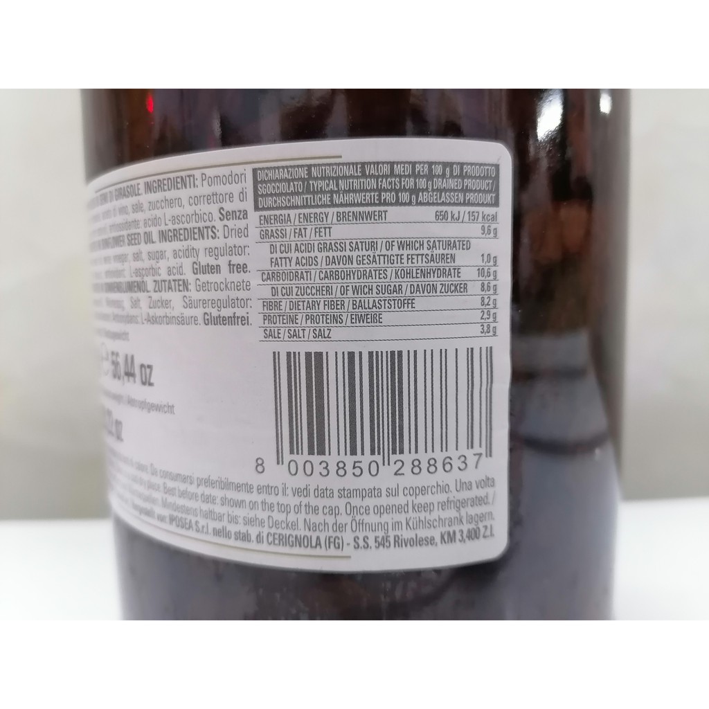 [Lọ TT 1.6 Kg] CÀ CHUA KHÔ NGÂM DẦU [Italia] IPOSEA Pomodori Secchi