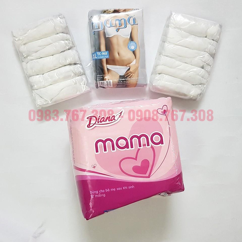 Combo 1 Bịch Băng Vệ Sinh MaMa + 3 Gói Quần Lót Giấy Cotton Cho Mẹ