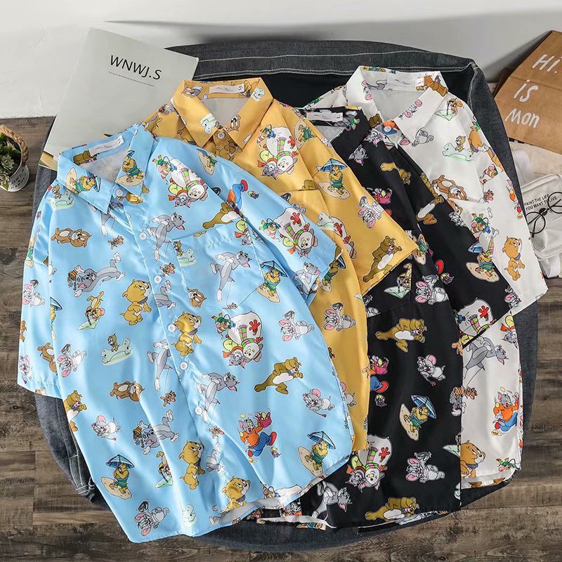 In Stock Real Products Men's T-shirts Cartoon Print Cute Summer Fashion Personality High Quality Selectable