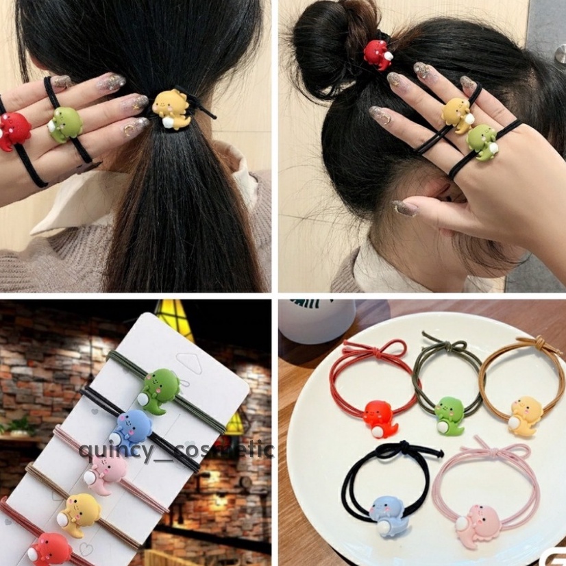 Dây Cột Tóc Co Dãn Hình Khủng Long Đáng Yêu, Dễ Thương Nhiều Màu - QUINCY COSMETIC