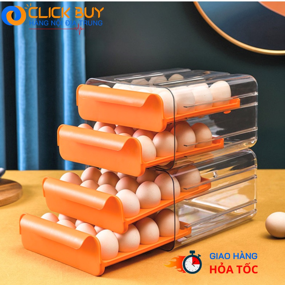Hộp để trứng 2 tầng 32 ô tiện dụng Khay Đựng Trứng Gà Bảo Quản Thông Minh