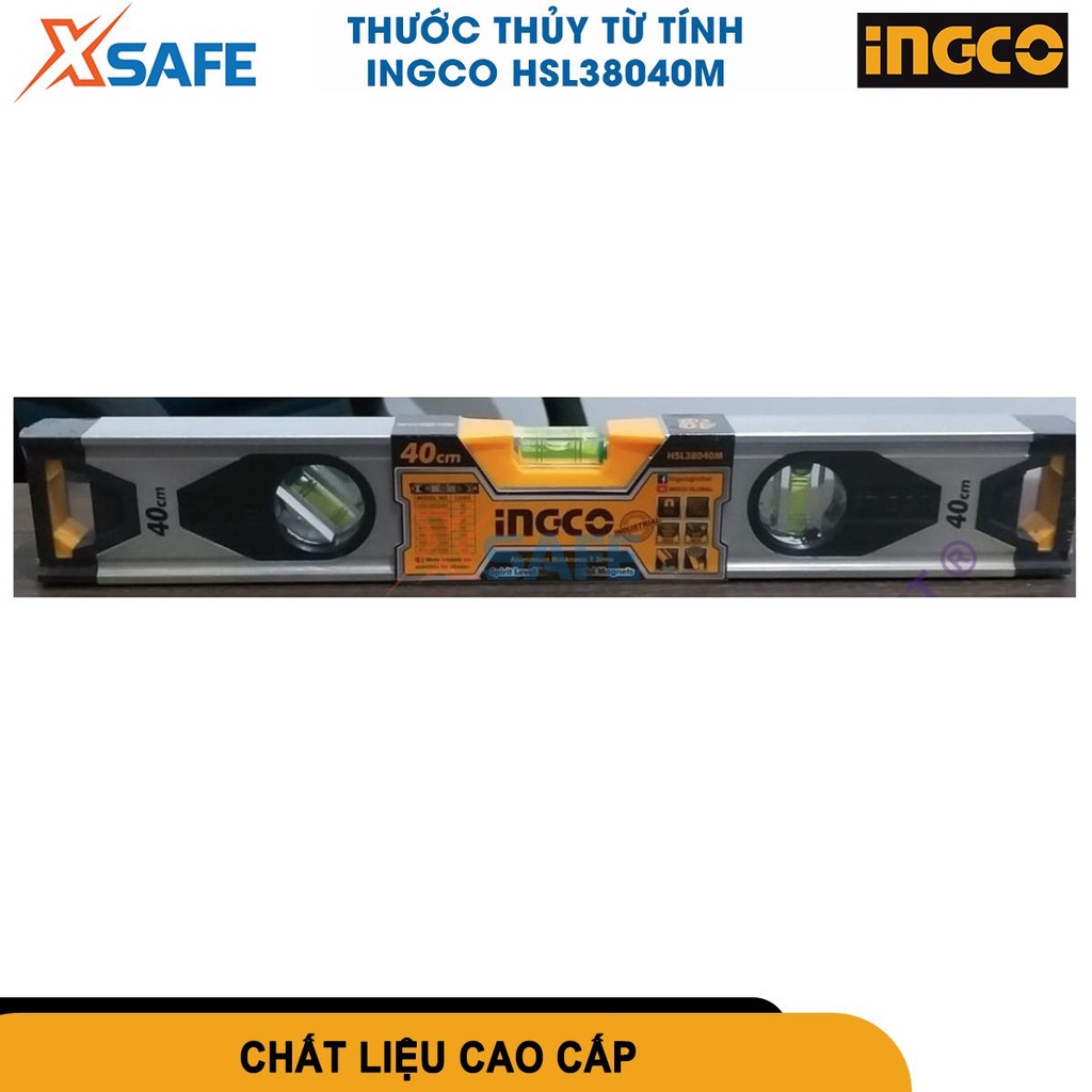 Thước thủy từ tính (nam châm) INGCO làm bằng nhôm, dùng để để đo đạc độ nghiêng, góc nghiêng [CHÍNH HÃNG][XSAFE]