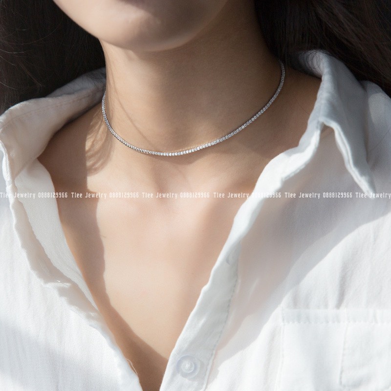 Dây chuyền bạc nữ TLEE mẫu dải đá sang trọng TleeJewelry D0223