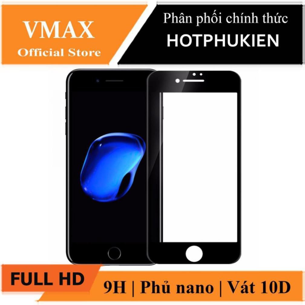 Miếng dán kính cường lực Full 10D cho iPhone 6 / 6s Hiệu Vmax (Phủ Nano, Vát 10D, mài cạnh 2.5D, hiển thị Full HD)