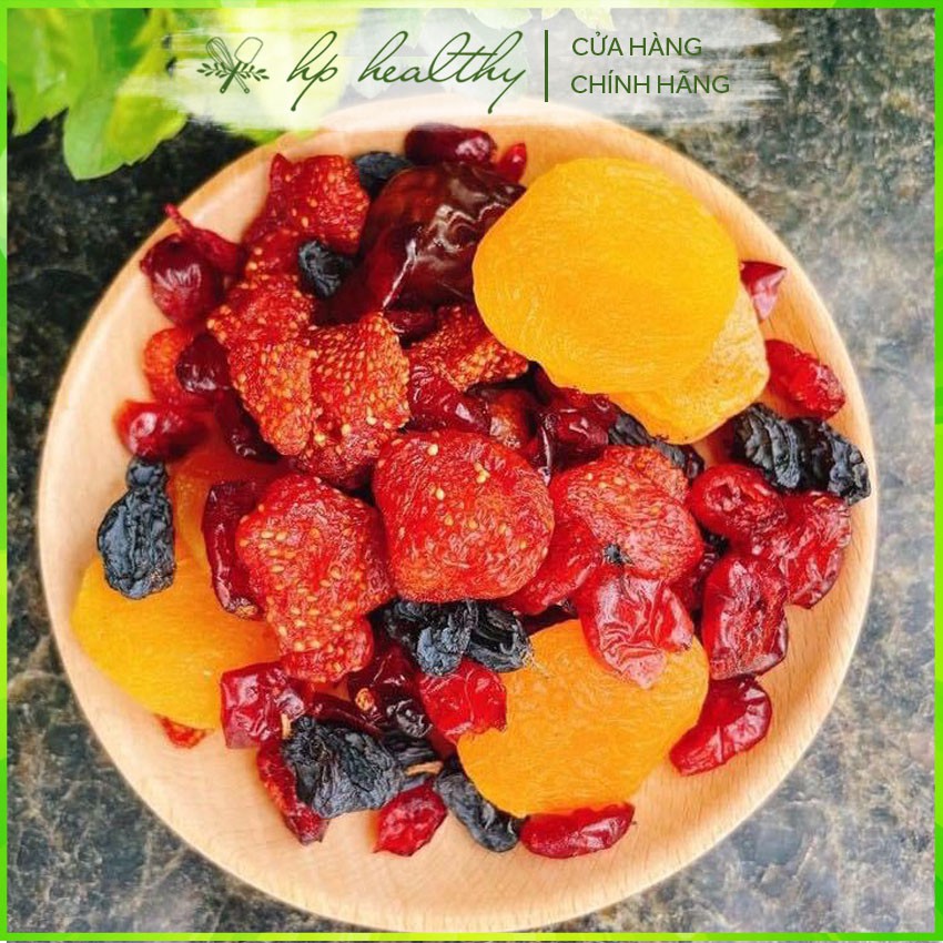 500G Mix Fruits Mứt Trái Cây Hoa Quả Sấy Dẻo Ăn Vặt 5 Loại : Dâu Tây, Mơ, Chà Là, Nam Việt Quất , Nho Đen Hp Healthy