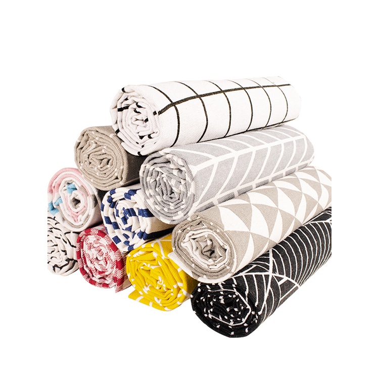 Khăn Trải Bàn Vải Cotton Lanh Họa Tiết Kẻ Sọc / Hoa Phong Cách Bắc Âu Đơn Giản