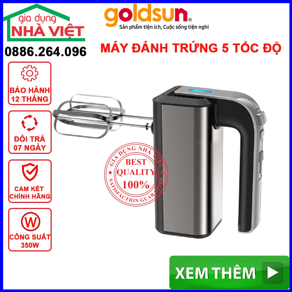 Máy đánh trứng Goldsun, Máy trộn bột công suất 350W 5 tốc độ quay, bảo hành 12 tháng, lỗi đổi mới trong 10 ngày 10101545