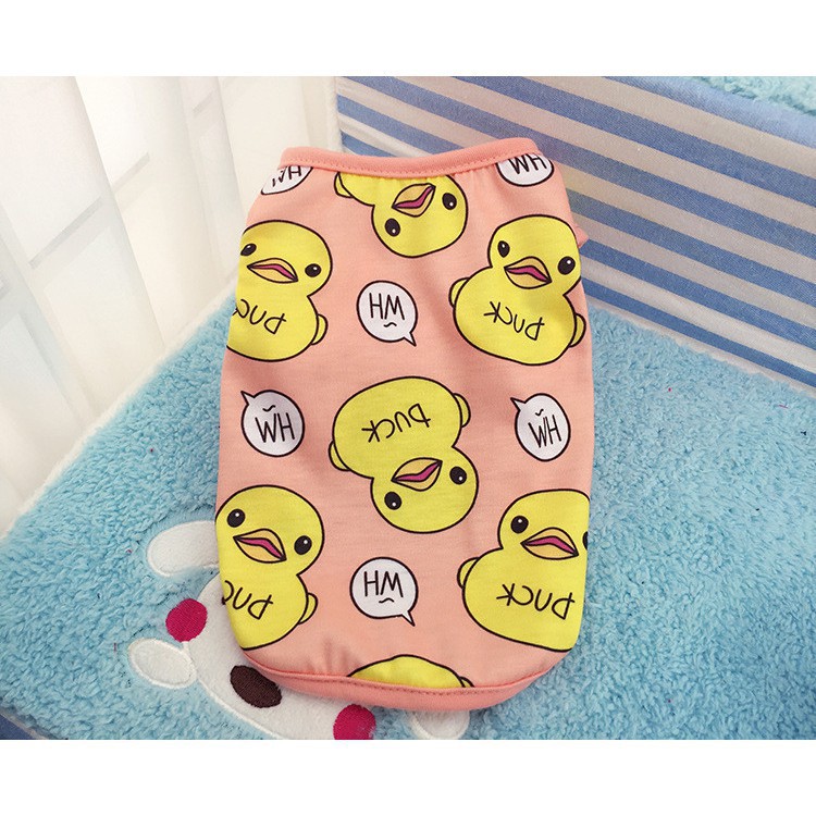 Áo thun không tay in hình chú vịt dễ thương dành cho cún cưng