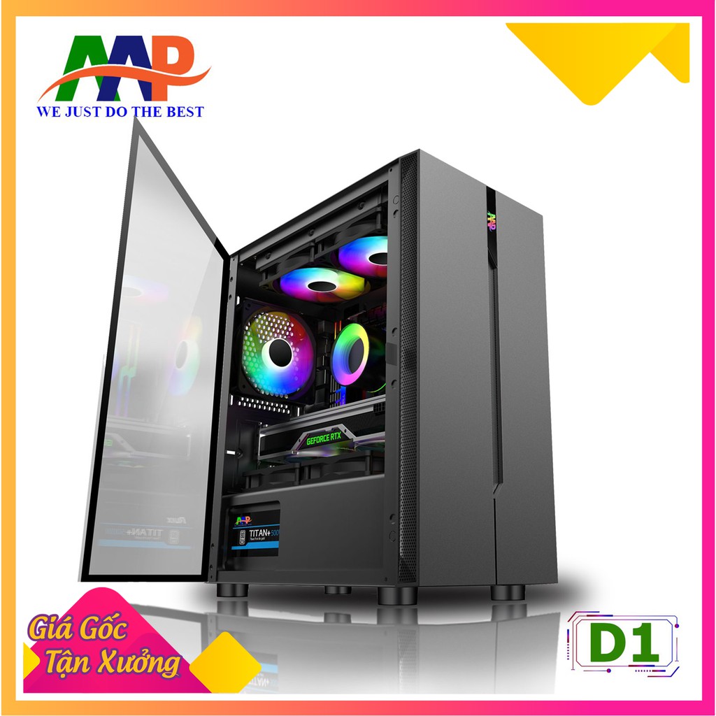 Case Máy Tính AAP D1 Black/White GAMING I Mặt Bên Kính Cường Lực