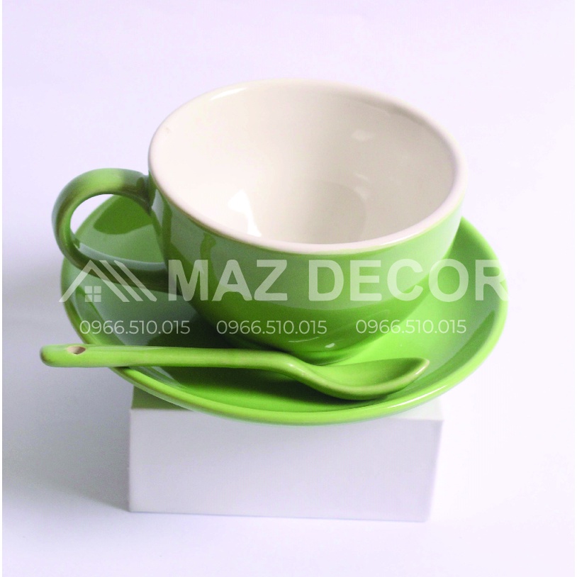 Bộ ly tách sứ uống cafe Cappuccino đủ màu Gốm Bát Tràng đẹp cao cấp giá rẻ 250ml