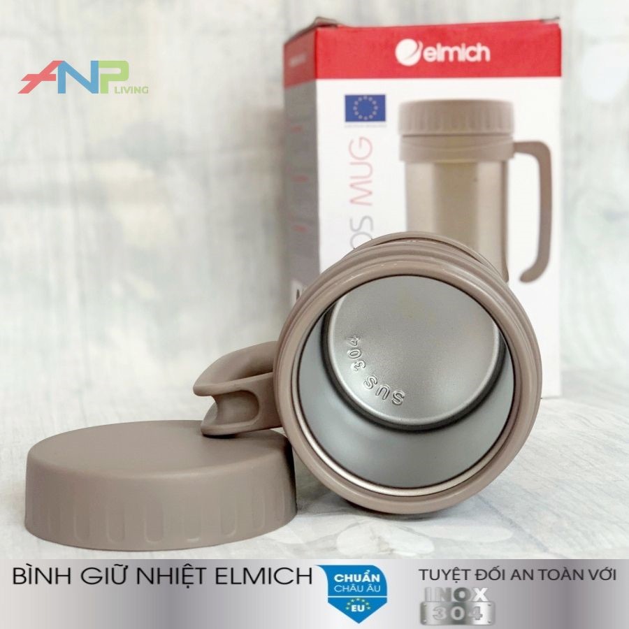 Cốc Giữ Nhiệt ELMICH, Inox 304 Tráng Bạc,  500ML  Màu Nâu (EL-0632)