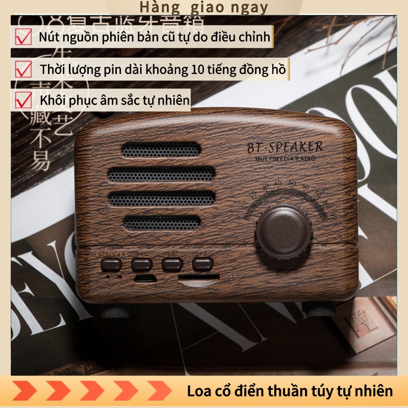 Loa Bluetooth Mini Cổ Điển BT01 Vân Gỗ Phong Cách Retro Vintage Decor