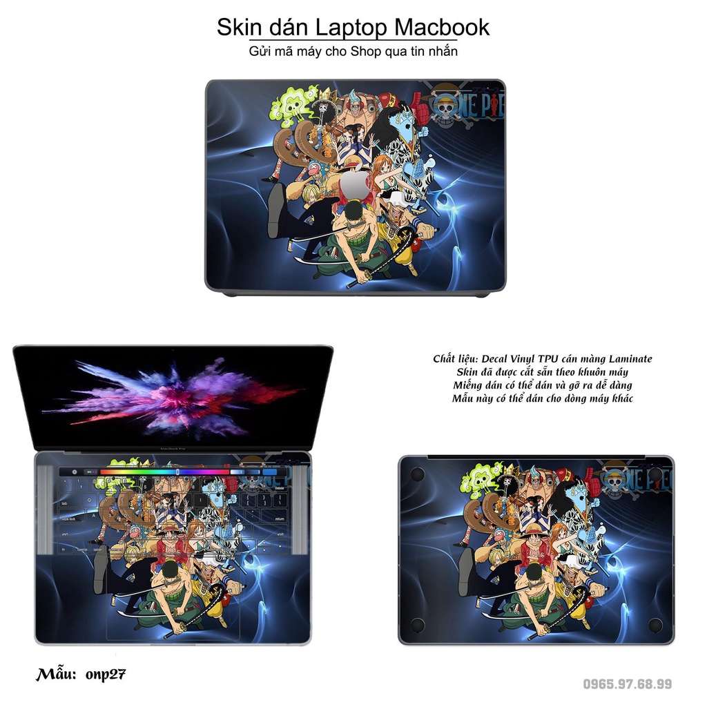 Skin dán Macbook mẫu One Piece (đã cắt sẵn, inbox mã máy cho shop)