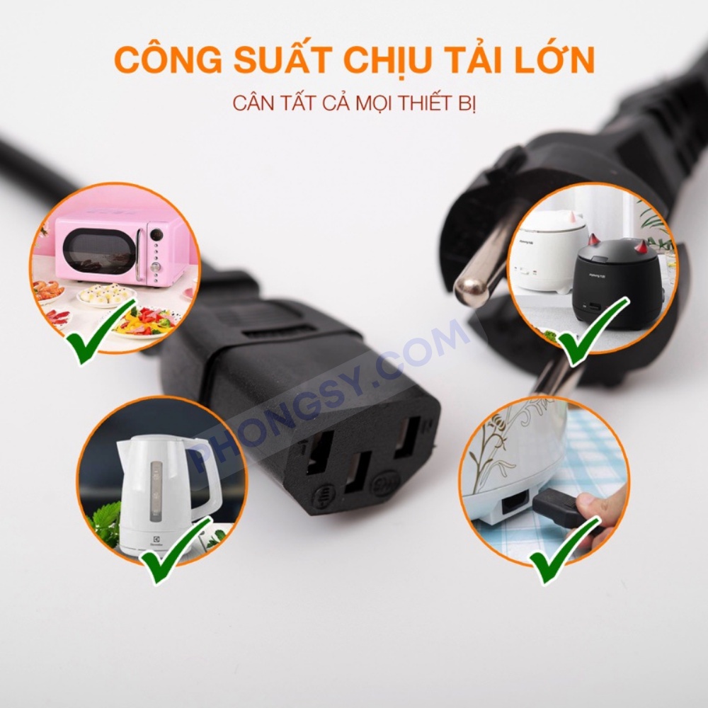 Dây nguồn máy tính nồi cơm điện FY003 chính hãng  lõi đồng chịu tải 2500W