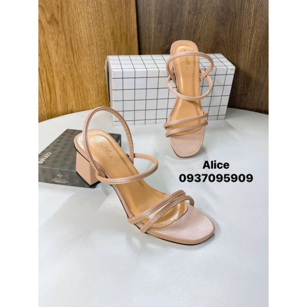 ( Hình Thật ) Giày Dép Sandal Cao Gót 5P, Gót Vuông, Da mờ, Mũi Tròn - Hàng VNXK Cao Cấp - Full Size 34-40