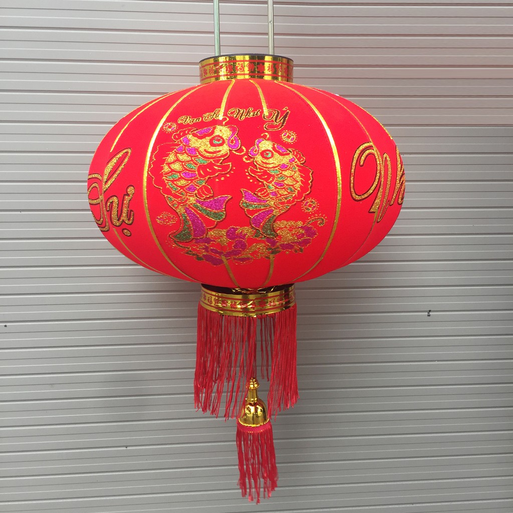 Đèn lồng đỏ cá chép D= 40cm Vạn Sự Như Ý trang trí Tết